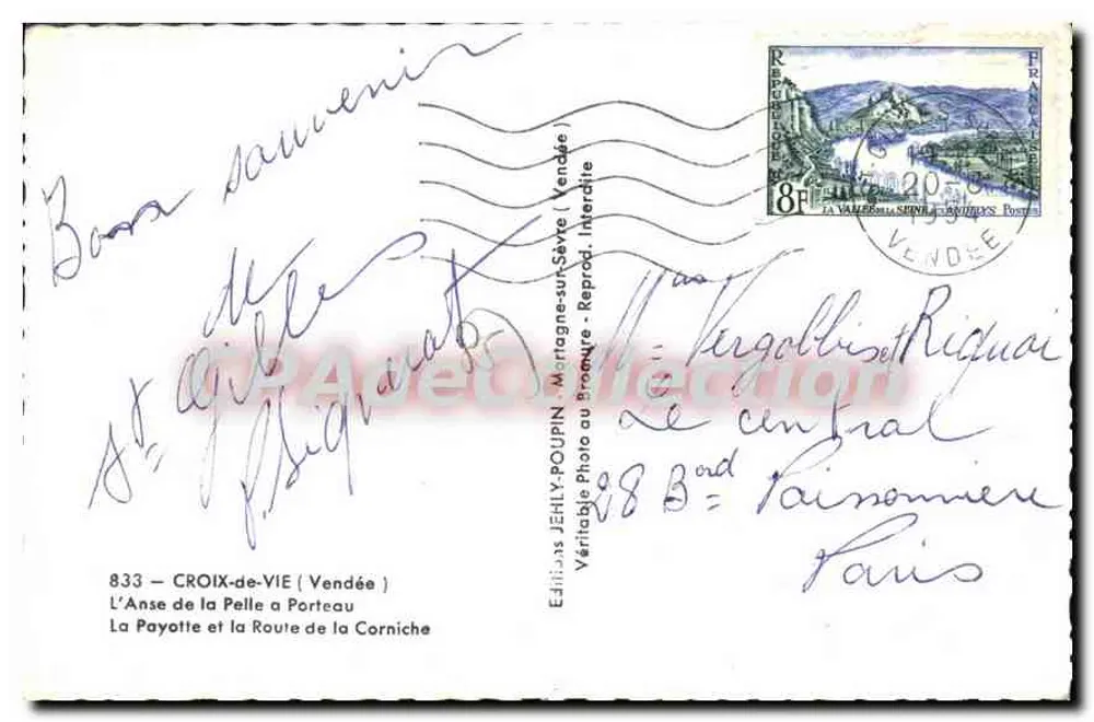 Die Anse de la Pelle und die Corniche Straße — Croix-de-Vie (Vendée) — Edition Jehly - Rückseite