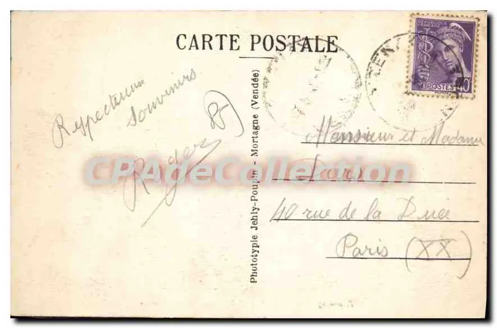 Aizenay (Vendée) — Allgemeiner Blick vom Mühlenstandort — Phototypie Jehly-Poulin - Mortaigne - Rückseite