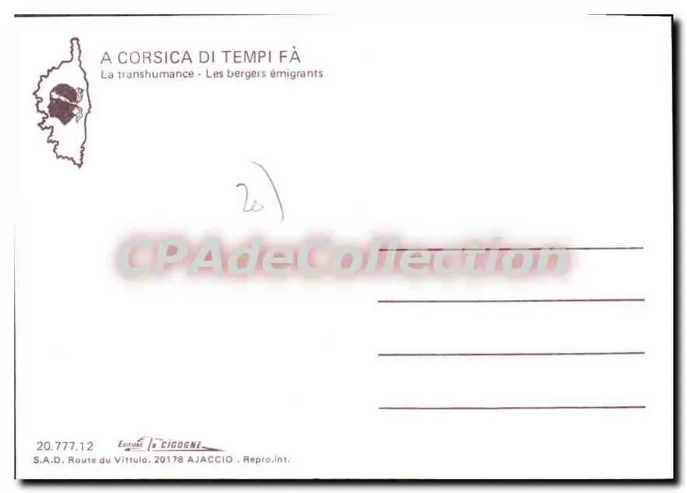 Die emigrierenden Schäfer — S.A.D. Route du Virtulo, 20178 Ajaccio — n° 20.777.12 - Rückseite