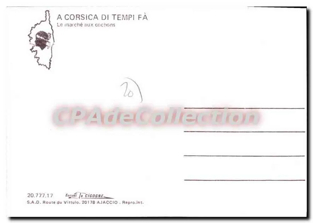Mercado de Porcos — Córsega — Edição S.A.D. Route du Vittulo - Verso