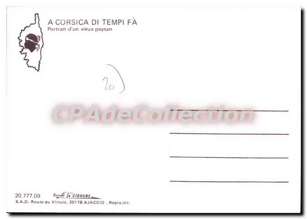 Porträt eines alten Bauern — Korsika — Ausgabe S.A.D. Ajaccio - Rückseite
