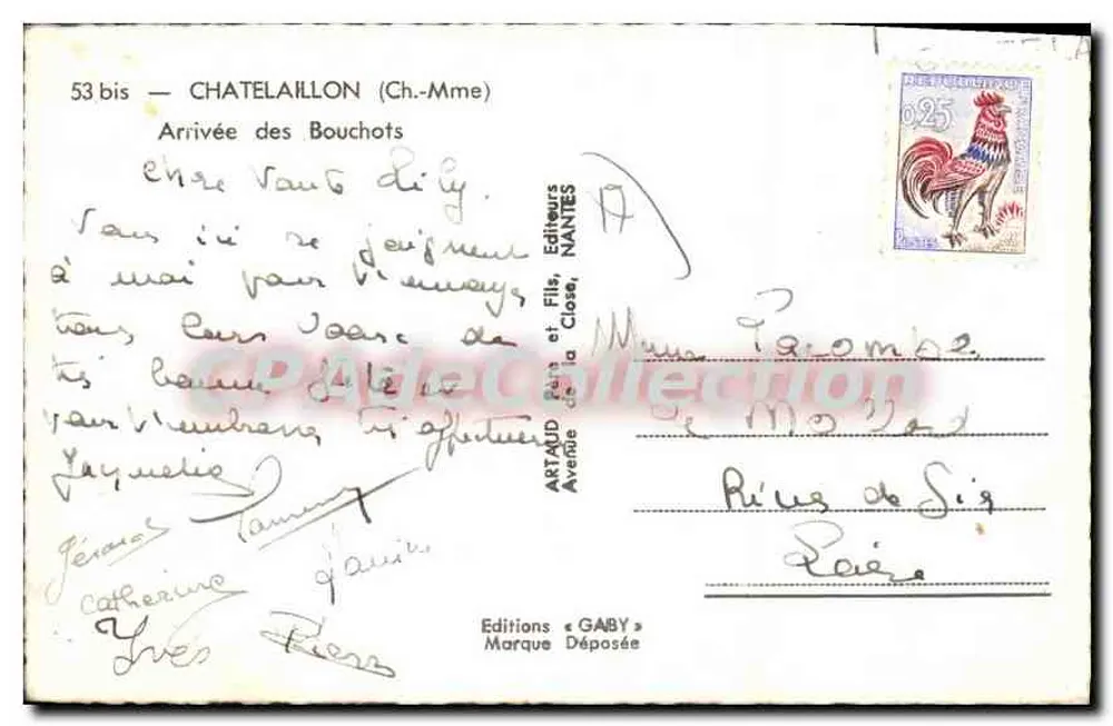 Châtelailly — Chegada dos Bouchots — Edições Gaby - Verso