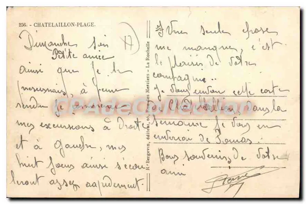 Bains Richelieu — praia animada — K. Bergevin, editor, n° 256 - Verso