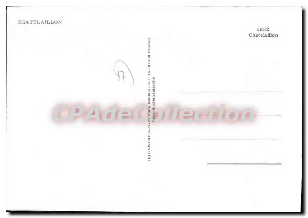 Châtelailhon — Praia, parque, palácio das ostras, pôr do sol — Bilhete postal antigo-THÉOAC Éditions Bézuilles - Verso
