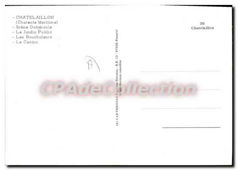 Châtelailлон — Cena Ostreícola, Jardim Público, Casino — Edições Rétines - Verso