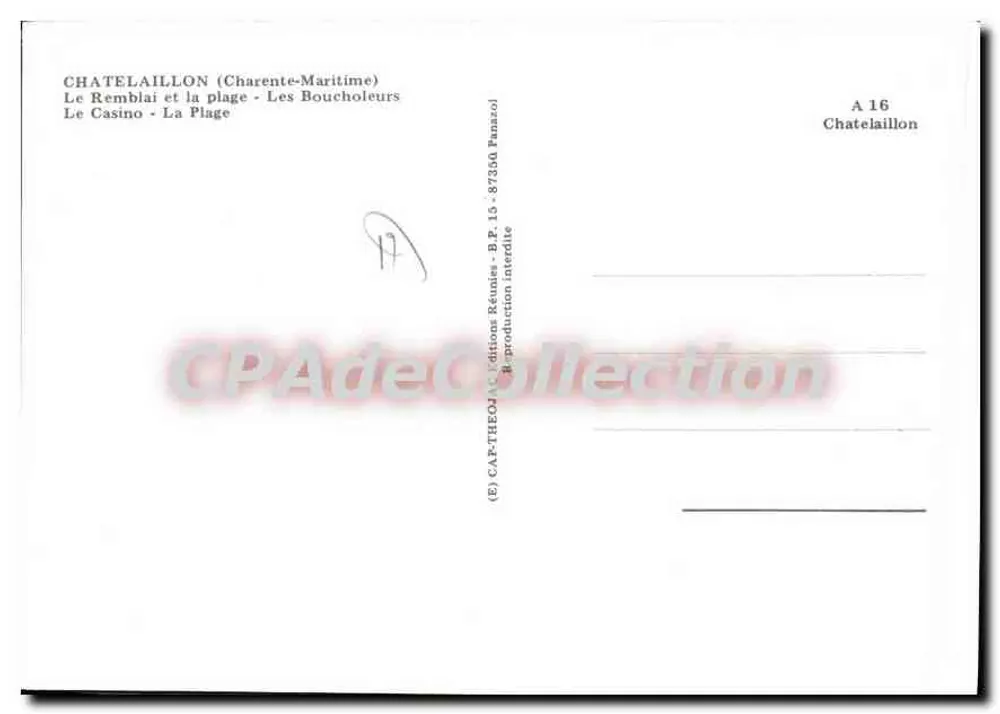 Châtelaillyon — Strände, Casino, Damm — Éditions Réunies Fanzol - Rückseite
