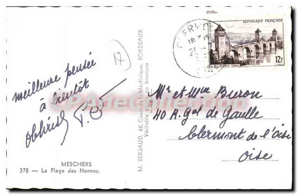 Praia das Irmãs — Meschers — editor M. Berjaud - Verso