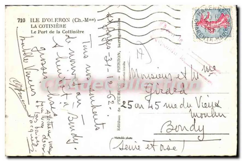 Der Hafen von la Cotinière — Ile d'Oleron — Édition de l'Europe, Serie 710 - Rückseite
