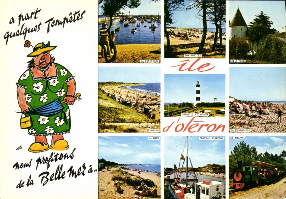 Ilha de Oléron — Carte postale turística com ilustração humorística — Edição Panazol - Frente