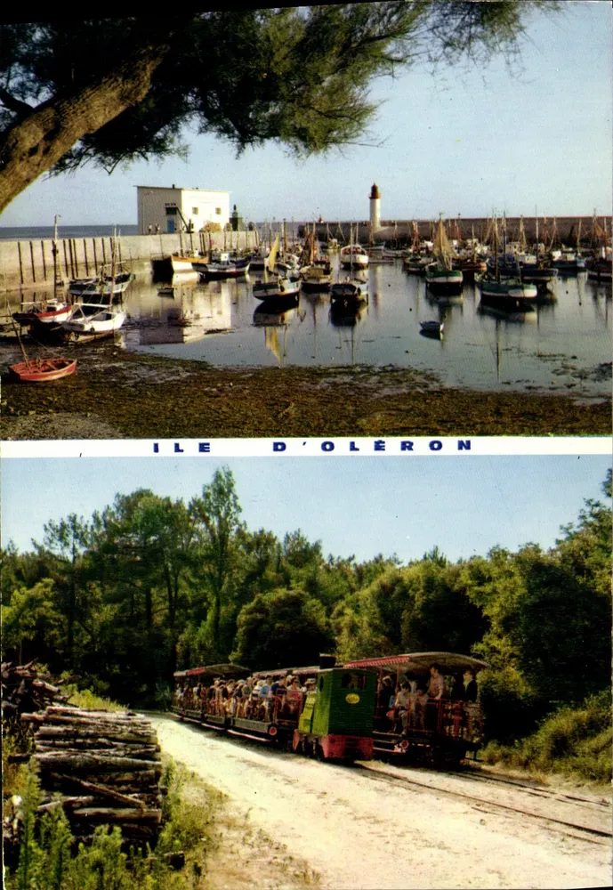 Ilha de Oléron — Porto de La Colinière e pequeno trem — Edições Théolojac - Frente