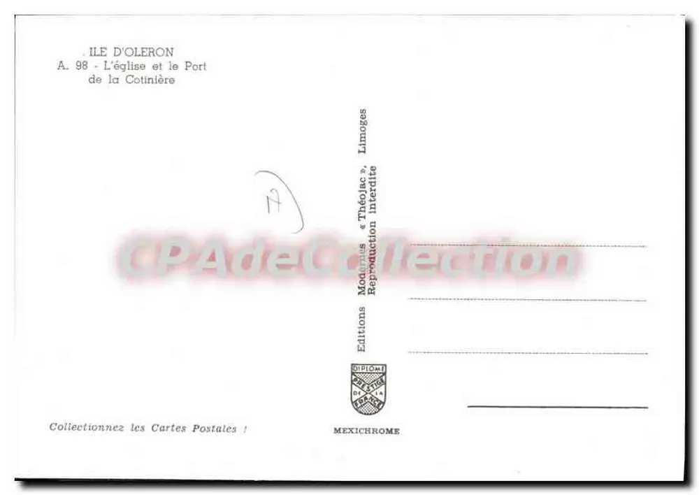 Île d'Oléron — Die Kirche und der Hafen von la Cotinière — Éditions Diplôme - Rückseite
