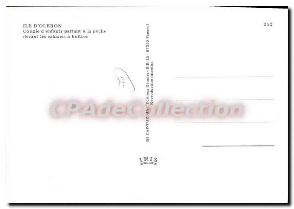 Insel Oleron — Ein Paar Kinder, die zum Fischen gehen, vor den Hütten — IRIS, n°252 - Rückseite