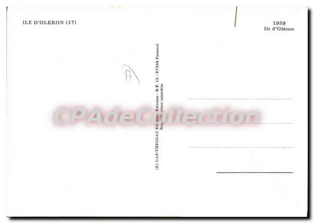 Ilha de Oléron — Carta postal turística — Edições Réunies Panazol - Verso