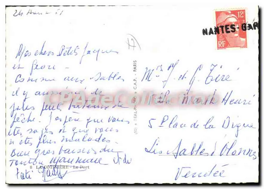 Porto de La Cotinière — vista de barcos a vela — editor C.A.P. n°8 - Verso
