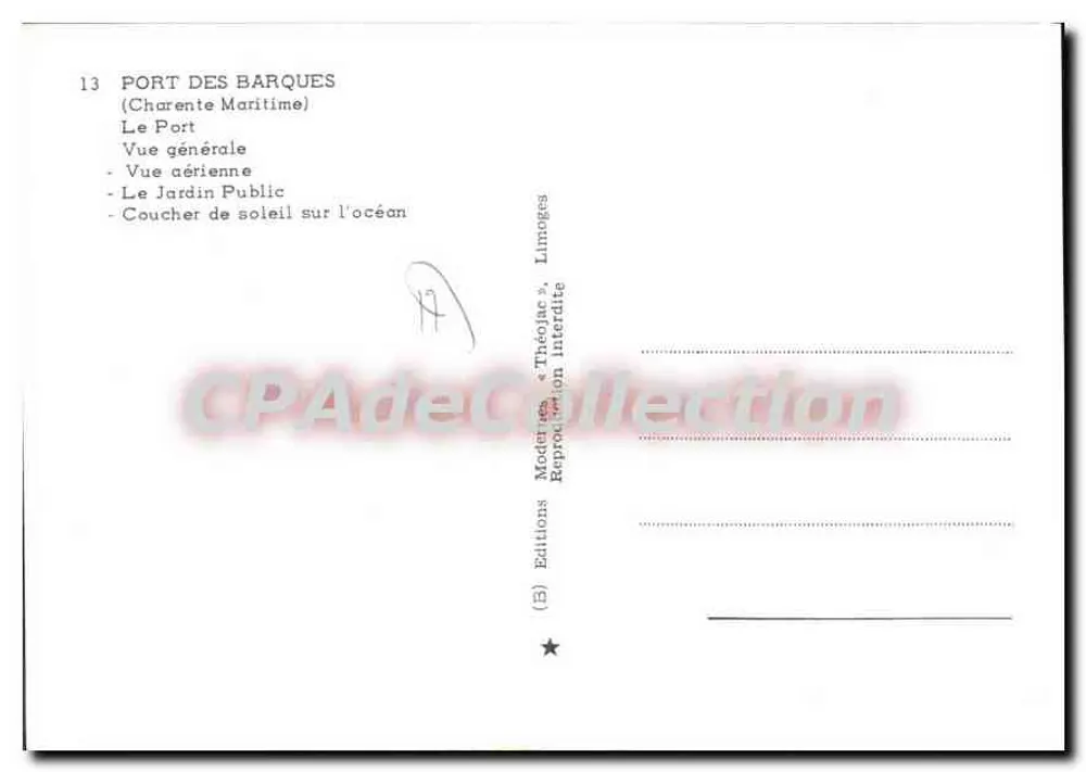 Porto das Barcas — Charente-Marítimo — Edições Théodélar - Verso