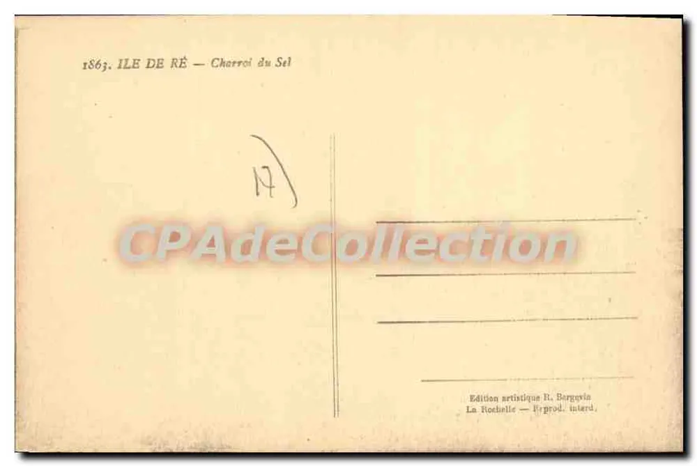 Ilha de Ré — Transporte do Sal — Edição artística H. Sorguvin - Verso