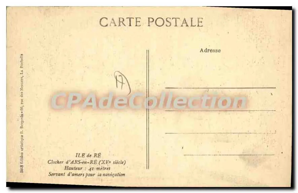 Caminha de ARS-en-RÉ — século XVII — Edição artística R. Borgéon, La Rochelle - Verso