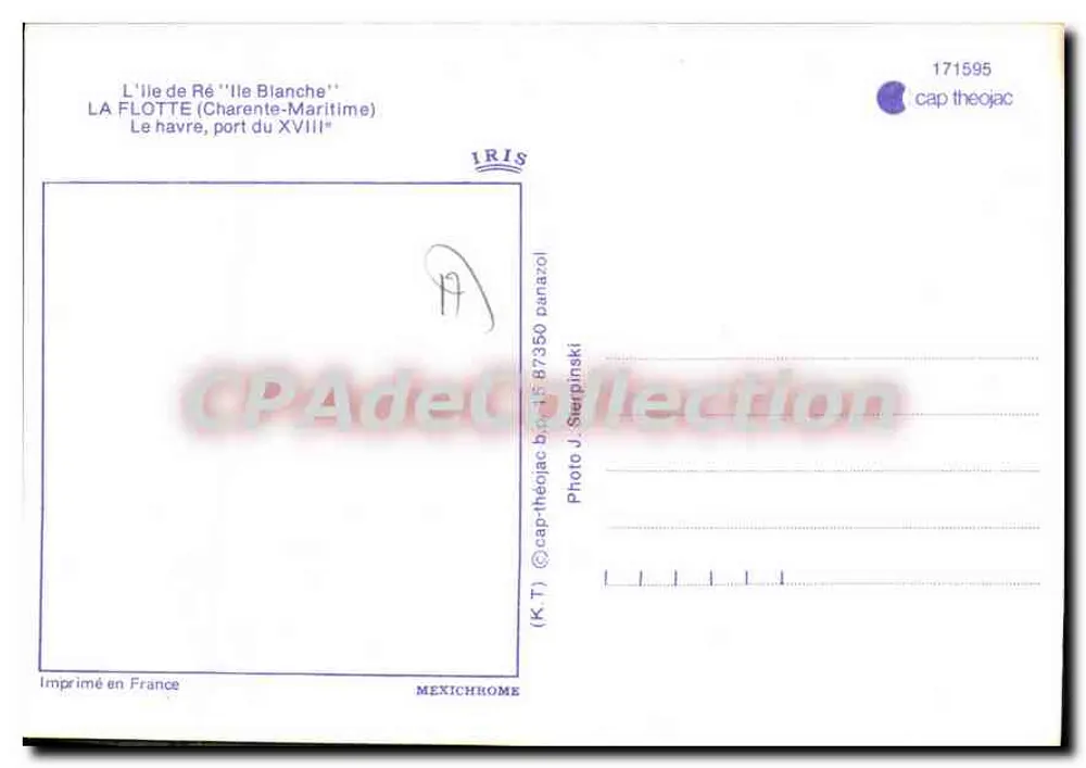 La Flotte (Ile de Ré) — puerto del siglo XVIII — editor IRIS, n° 171595 - Reverso