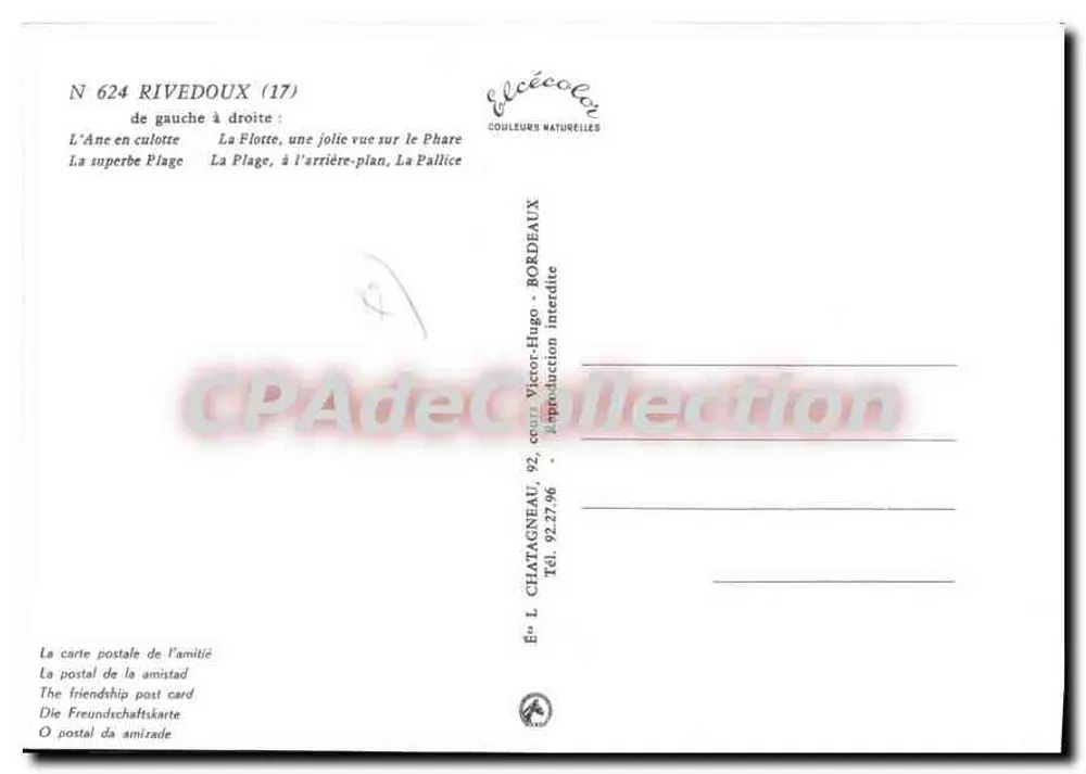 Rivedoux — Lembrança de Rivedoux — Élécécolor - Verso