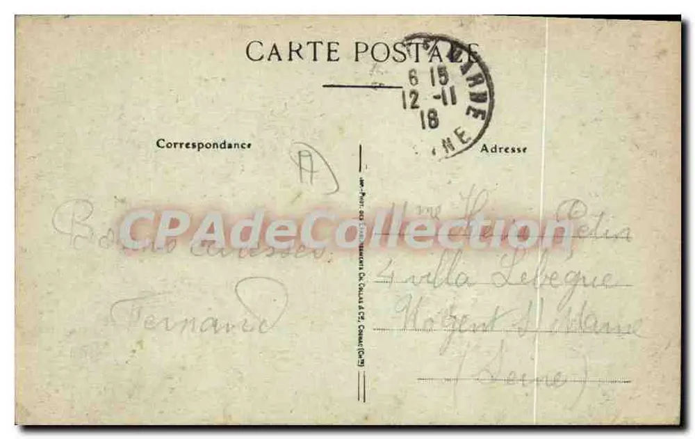 ROCHEFORT-sur-MER — A Prefeitura Marítima — editor Bergevin, 66, rue des Merciers - Verso