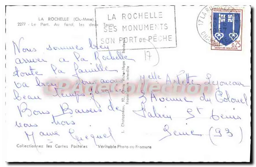La Rochelle — Der Hafen, die beiden Türme und der Fischereihafen — Verlag Elcé - Rückseite