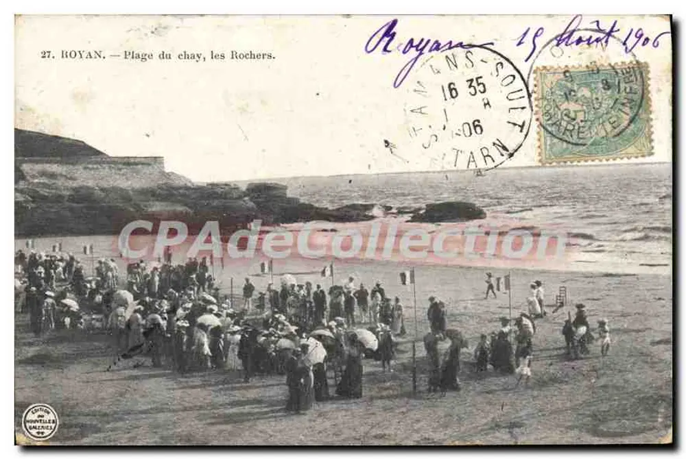 Royan — Praia do Chay, os Rochos — Edição de Montpellier Bazin - Frente