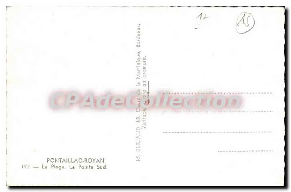 Pontaillac-Royan — A Praia, A Ponta Sul — M. Derjaud, 192 - Verso