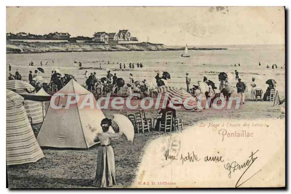 A Praia no horário dos banhos — Pontaillac — R. & J. D. 11956heina - Frente