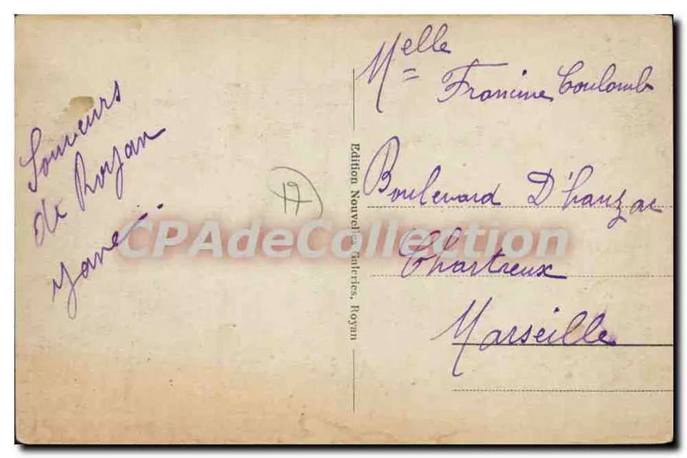 Royan-Pontaillac - A Praia — Edição Nouvelles Cartes, Royan, n°89 - Verso
