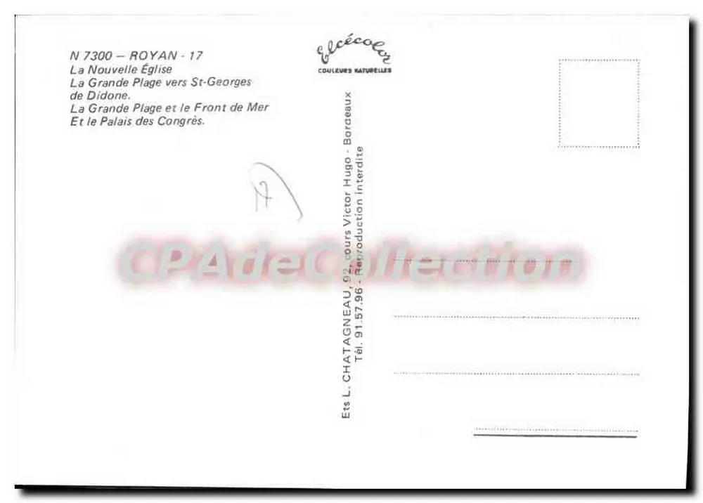 Royan — Erinnerung an Royan — Verlag Élécoeur, Nr. 7300 - Rückseite