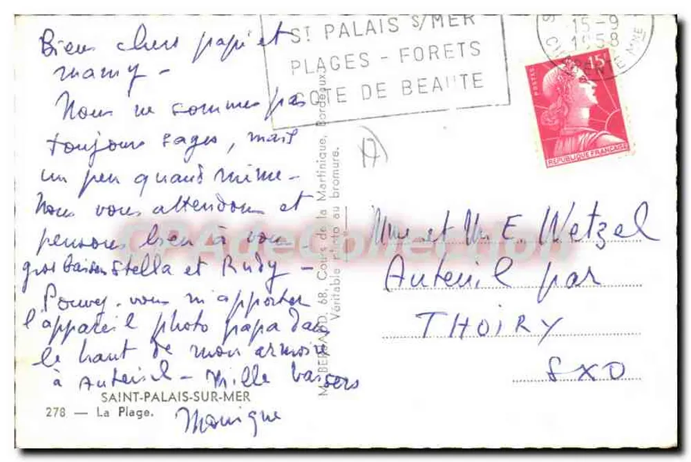Praia de Saint-Palais-sur-Mer — banho de mar e barracas — Tito - Verso