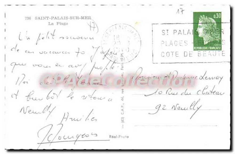 Saint-Palais-sur-Mer — A Praia — Réal-Photo, n°736 - Verso