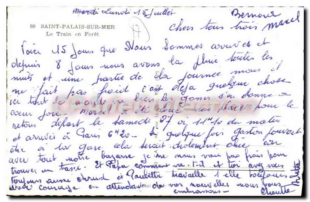 Saint-Palais-sur-Mer — O Trem na Floresta — editor 'O Trem na Floresta' n°99 - Verso