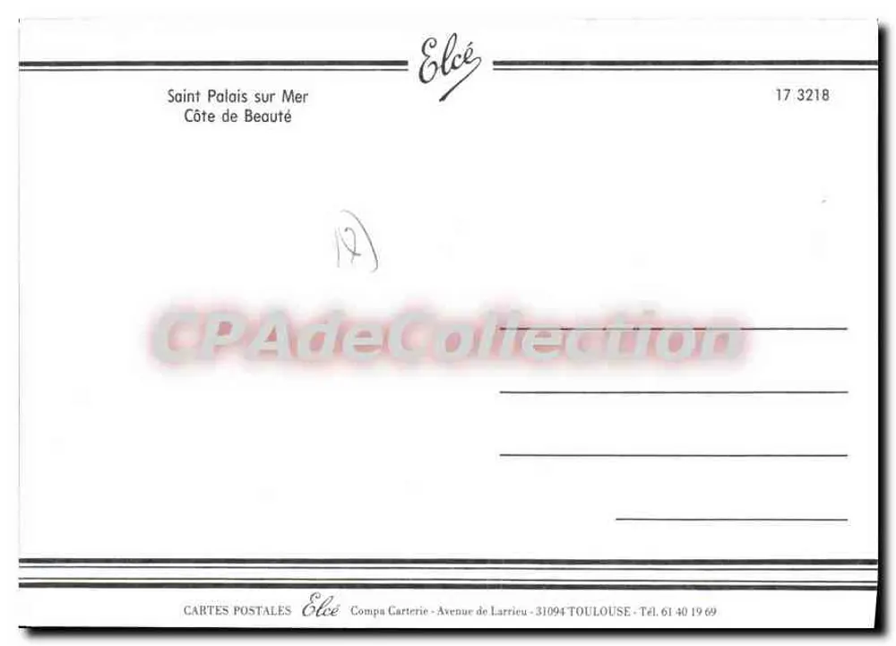 St Palais sur Mer — praia animada — Editor Elcé, n° 17 3218 - Verso