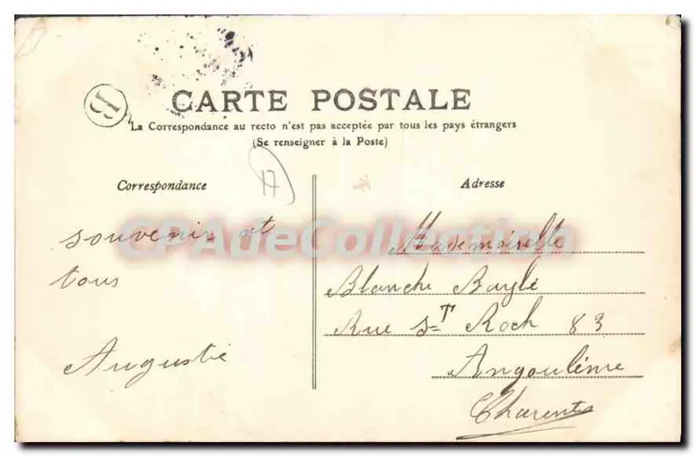 Torre de Broûe, perto de MARENNES (século XI) — editor não identificado, número de série não visível - Verso