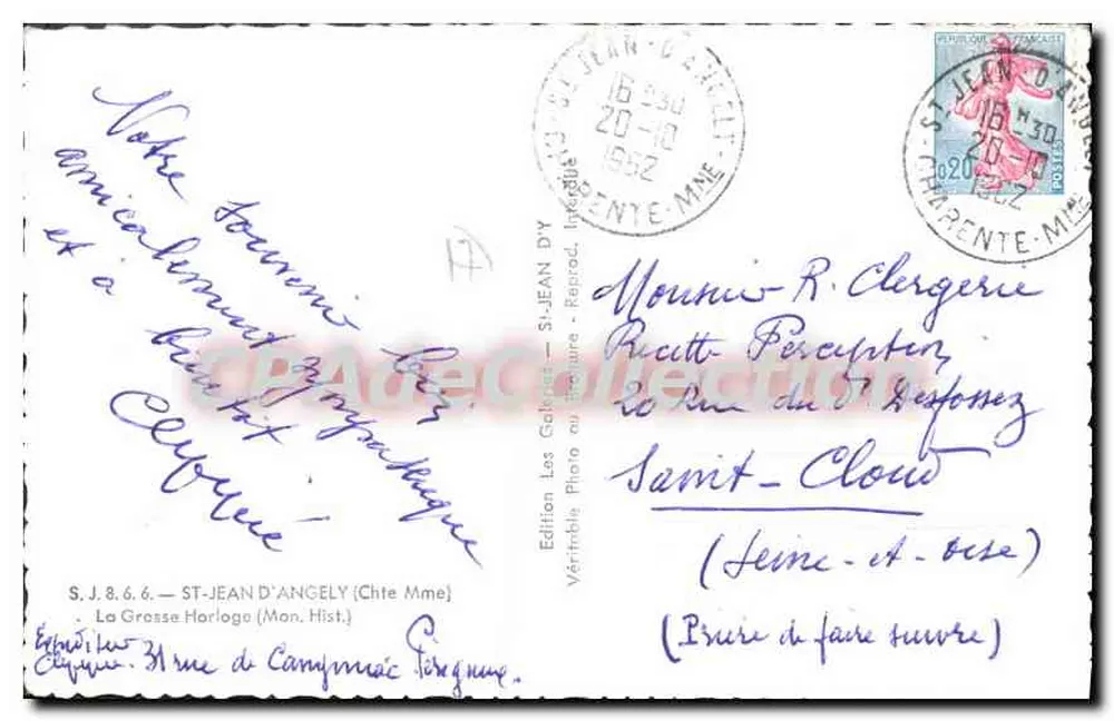 Porta della città con orologio — Saint-Jean-d'Angély — Edizione Les Galeries - Verso