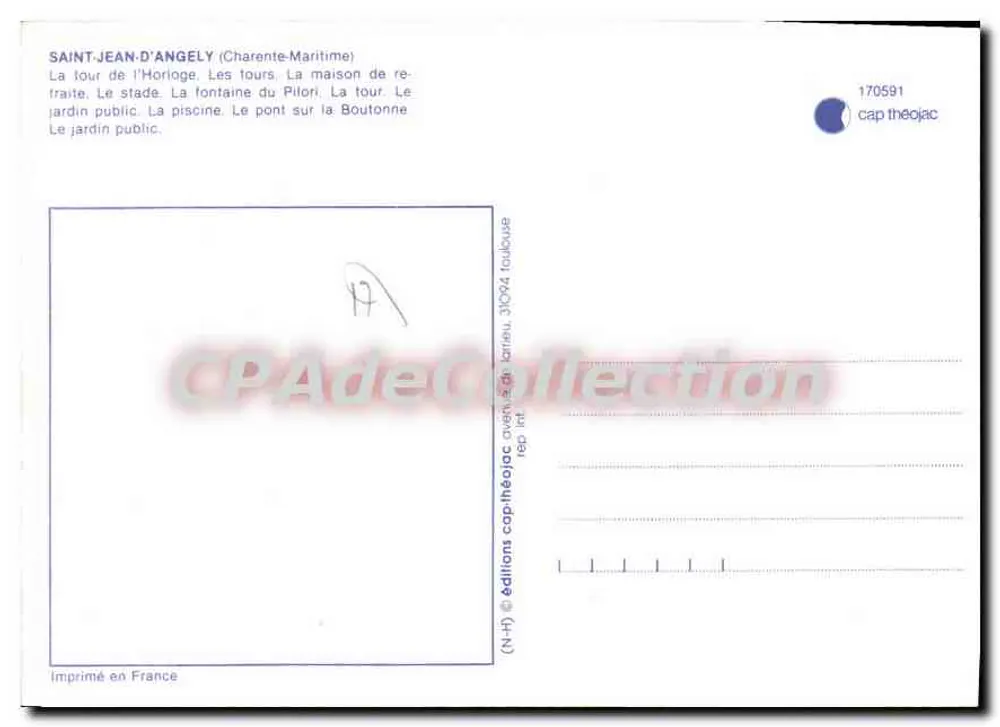 Saint Jean d'Angély — vista panorâmica — éditions cap theojac n°170591 - Verso