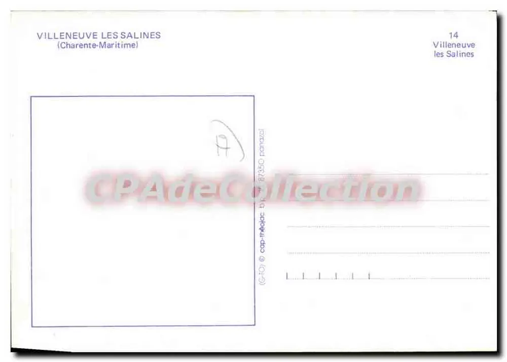 Villeneuve les Salines — bairro residencial com lagos — editor CPAdeCollection, n°14 - Verso