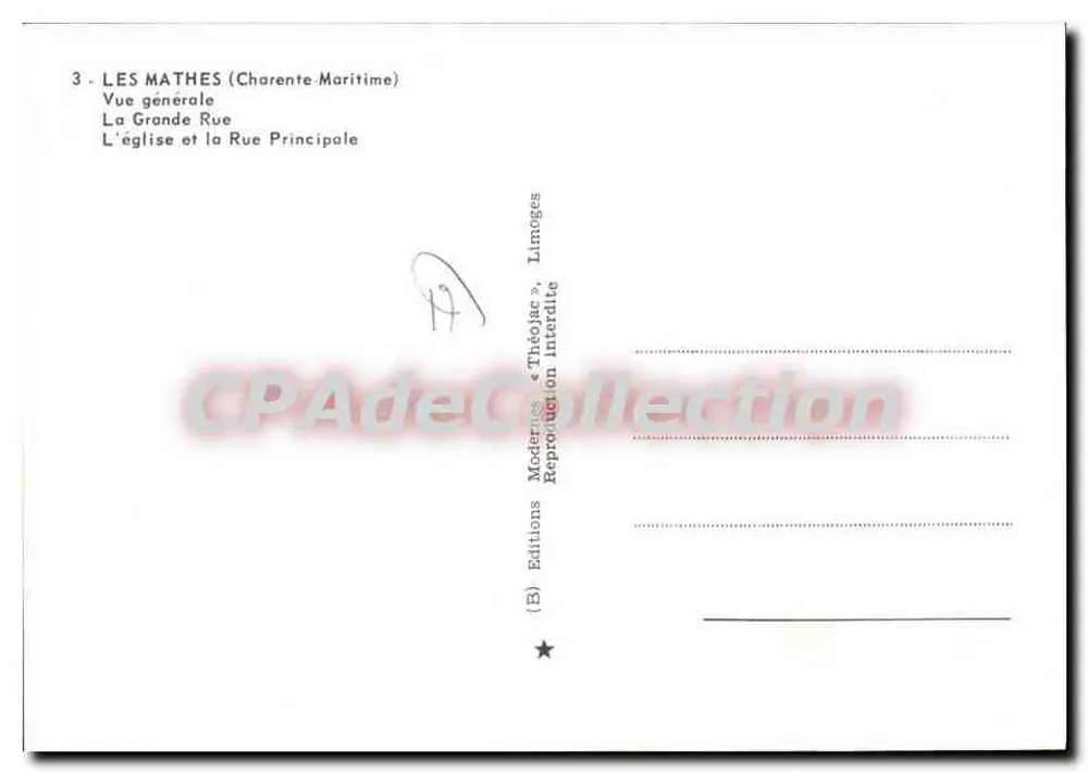 Les Mathes — vista generale, chiesa e via principale — Edizioni « Théoljar », Limoges - Verso