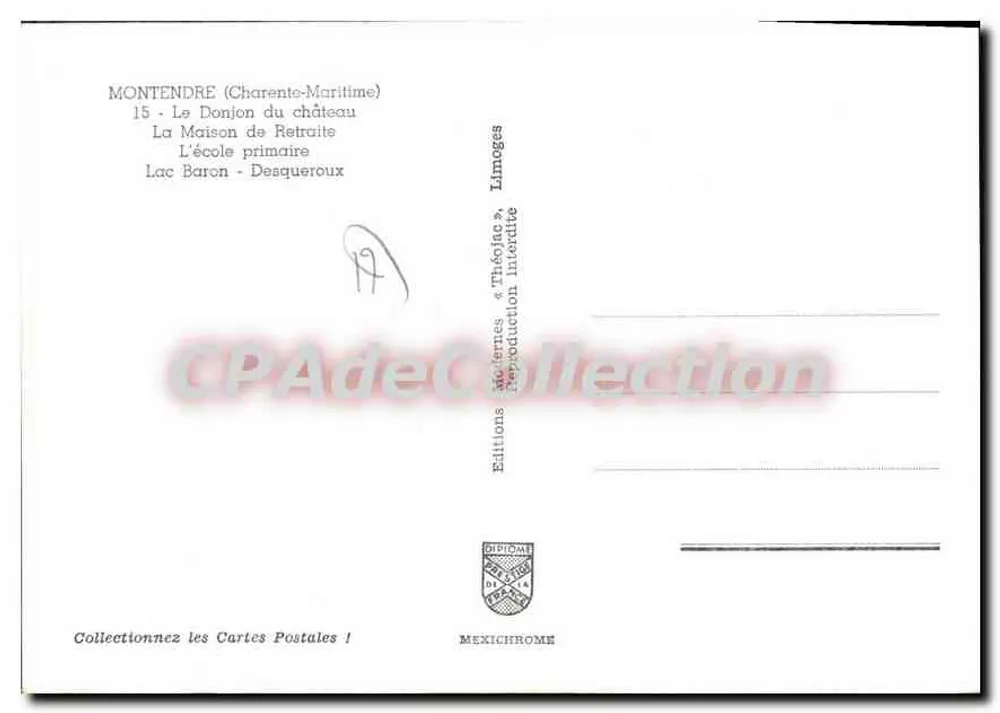 Montendre — Panoramablick — Editions Diplomé, Limoges - Rückseite
