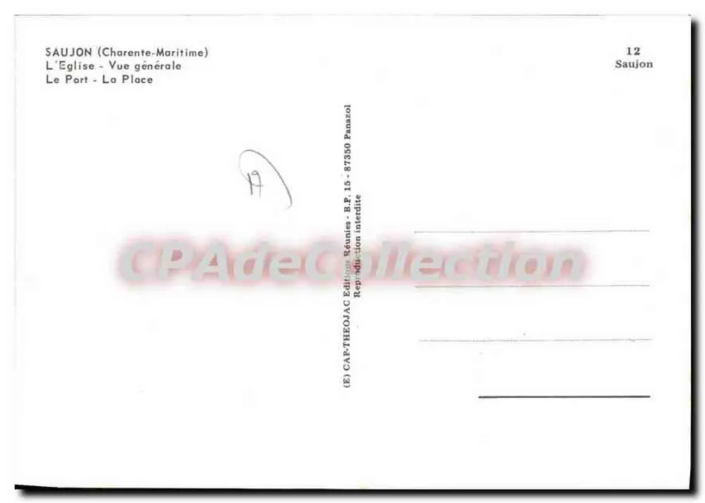 Saujon — Erinnerung an Saujon — Verlag CAP-THEOAC Réunies - Rückseite