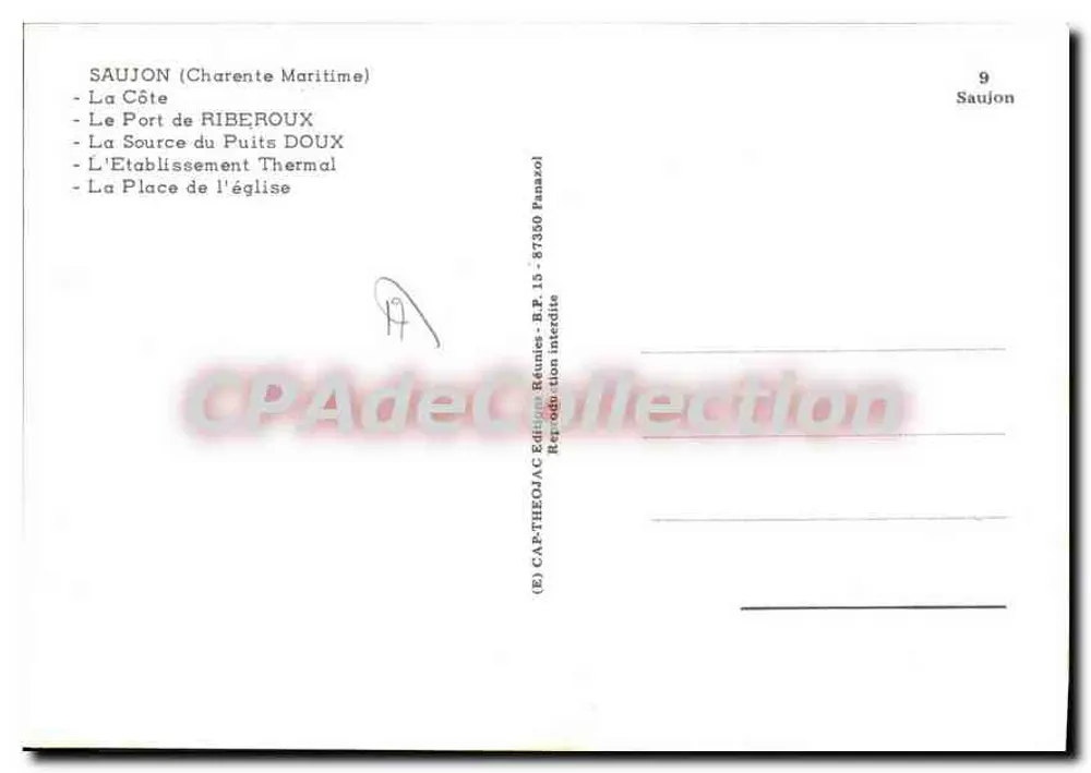 सॉज़ॉन — पैनोरमिक दृश्य, तट, बंदरगाह, जलस्रोत, चर्च के स्थान — CAP-THEOJAC एडिशन रेटुनी - पीछे
