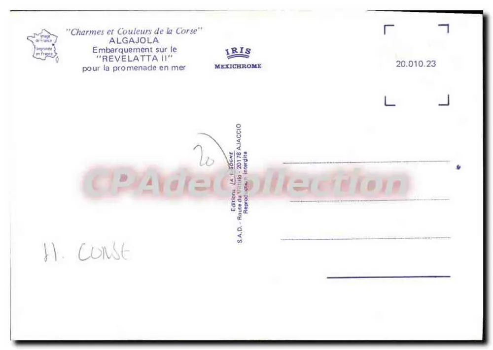 Algajola — Embarque no "Revelatta II" — IRIS - Verso
