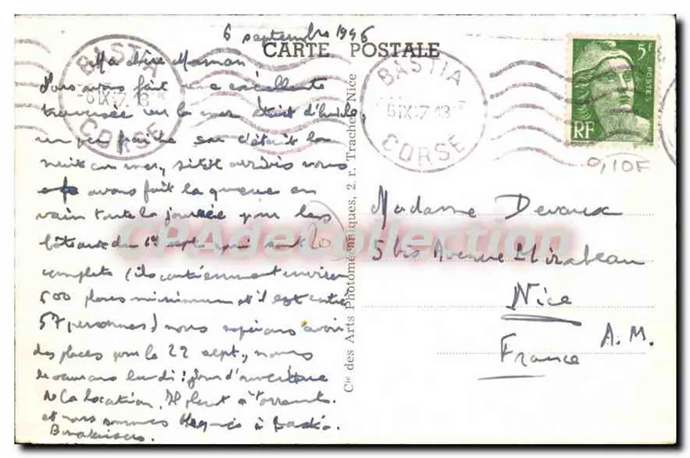 Bastia — Panorama da Cidade — LL 132 - Verso