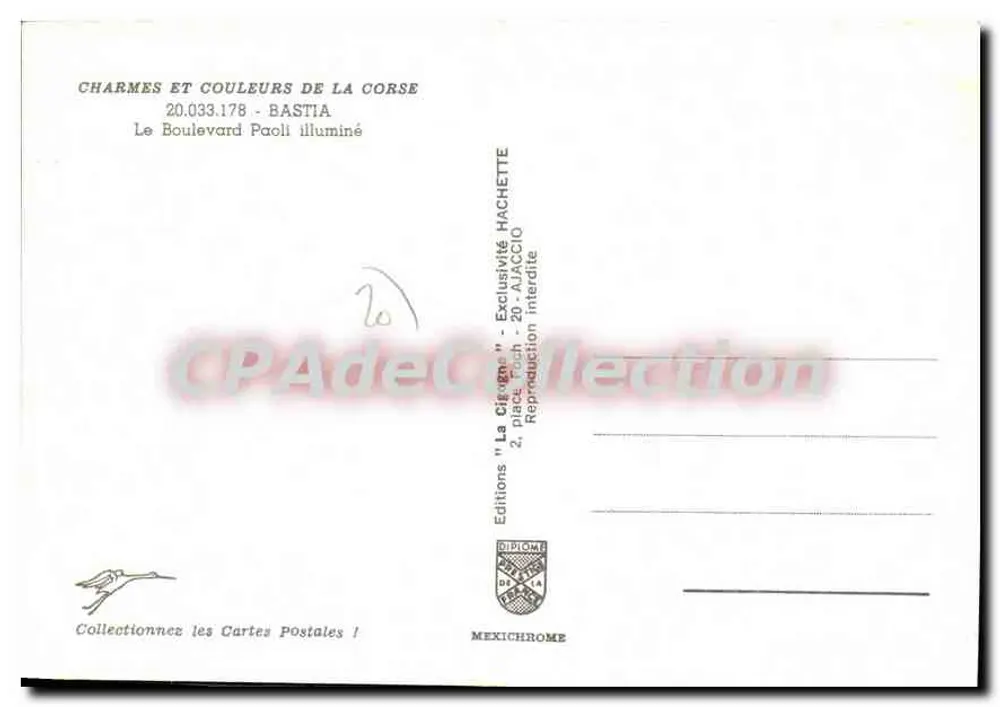 Bastia — O Boulevard Paoli iluminado — Edições Diplomata Hachette, n° 20.033.178 - Verso