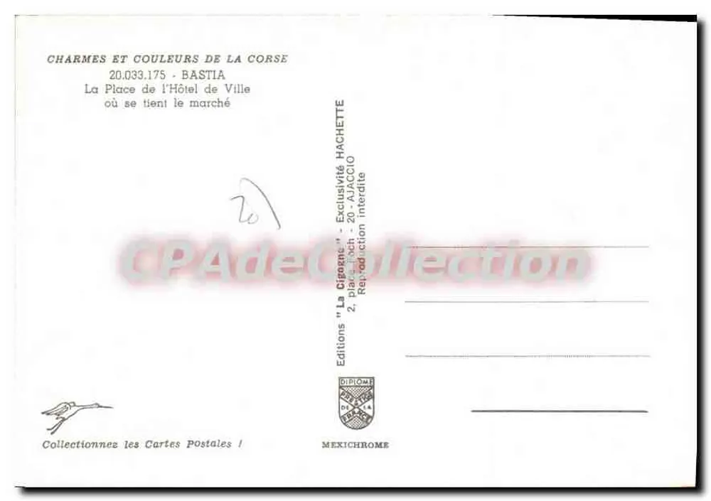 Bastia — Place de l'Hôtel de Ville — Éditions Diplôme - Rückseite