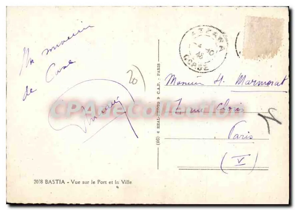 Bastia — Ansicht des Hafens und der Stadt — C.A.P. Paris (46) - Rückseite
