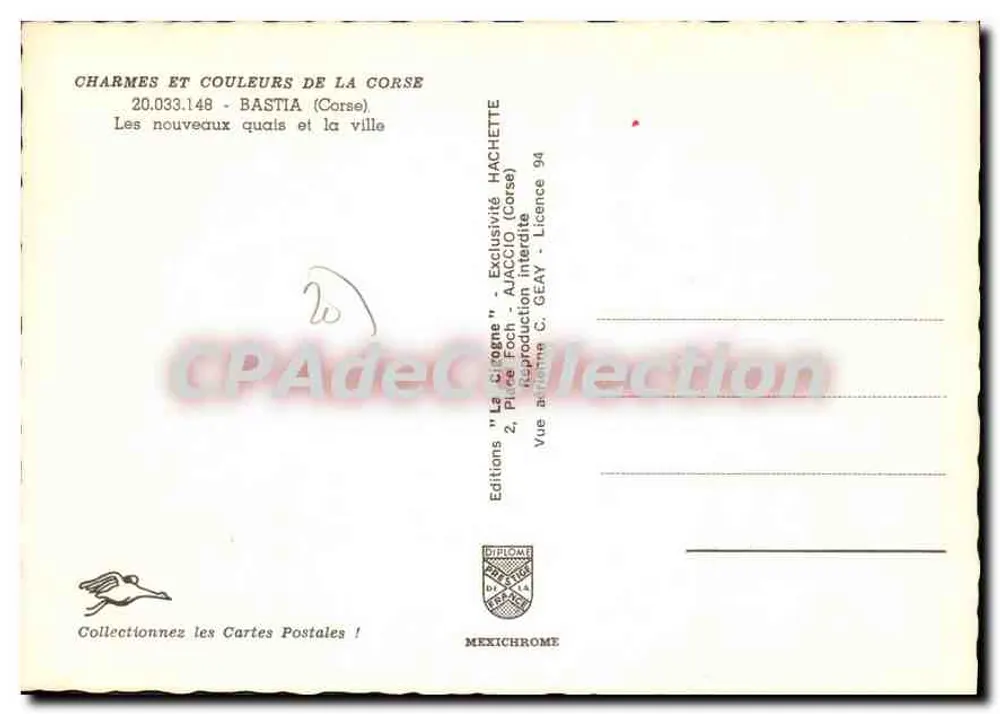 Bastia - Die neuen Kai und die Stadt — Éditions Diplôme, n° 20.033.149 - Rückseite