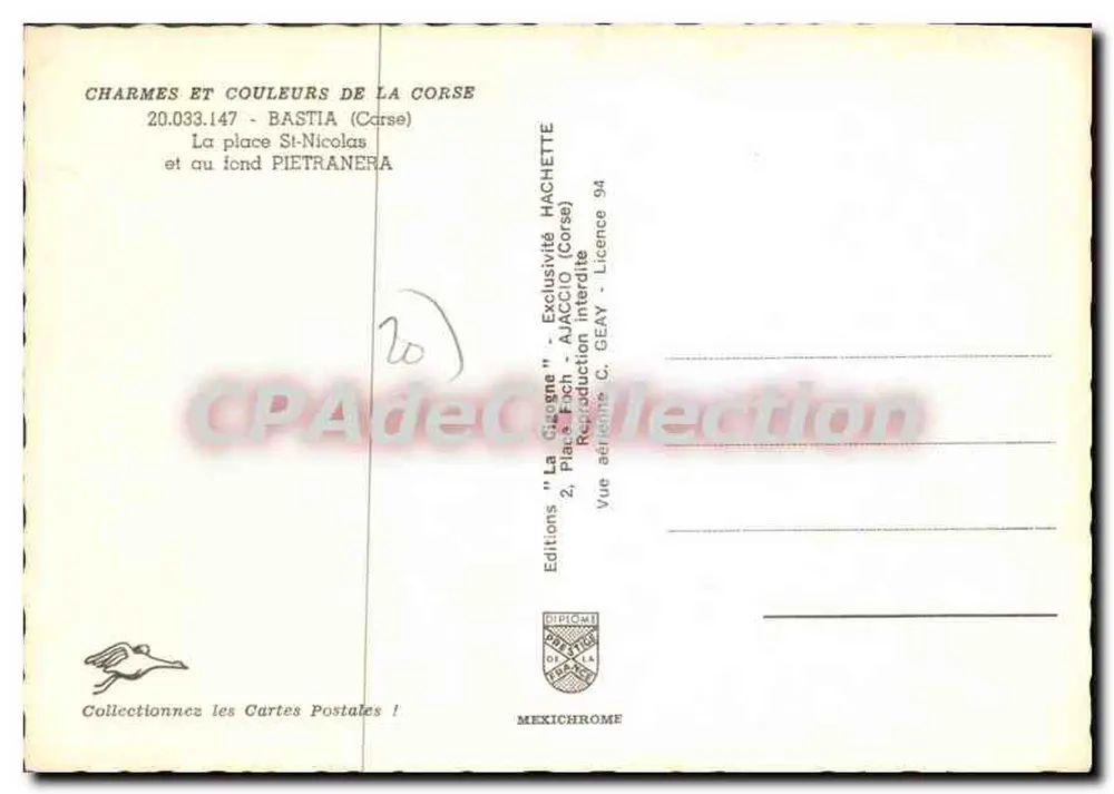 Bastia — Place St-Nicolas und Fond Pietranera — Éditions Hachette - Rückseite