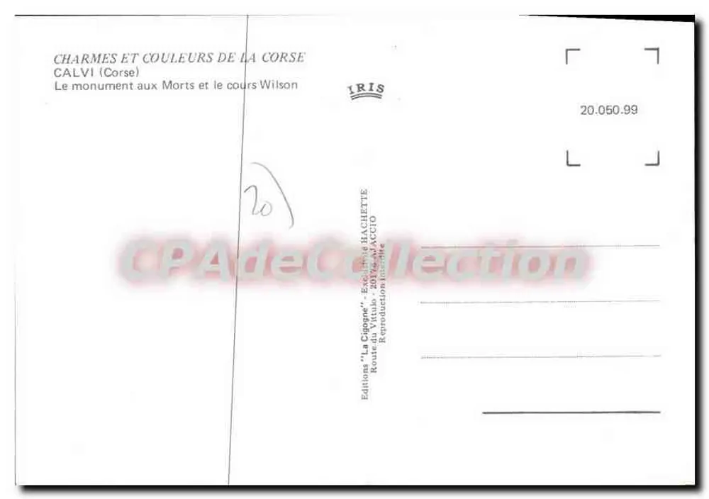 Calvi (Korsika) — Denkmal für die Toten und der Wilson-Platz — Editions IRIS - Rückseite